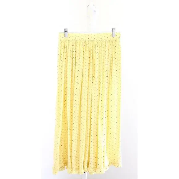 Vtg Escada Yellow Ditsy Floral Pleated Ruffle Hem Peasant Skirt Size 42 / S ? - Picture 5 of 9
